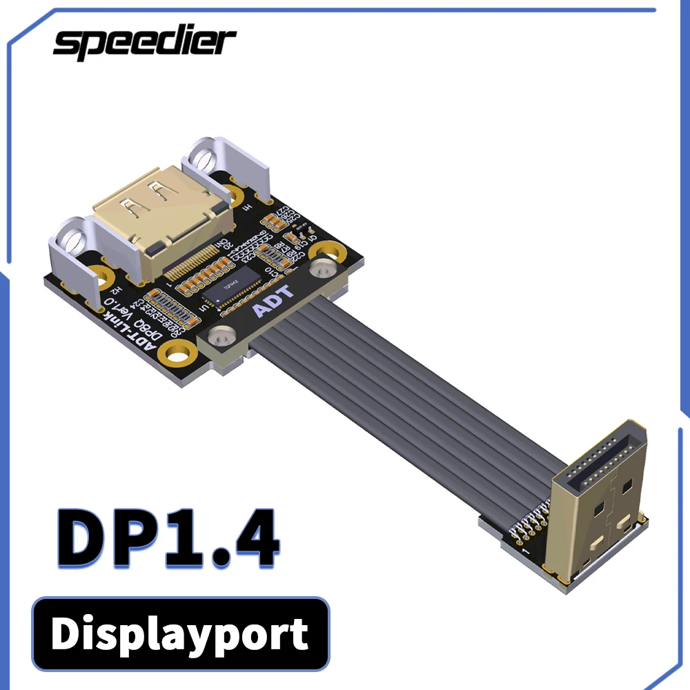 

Новый Удлинительный кабель DP1.4, полноскоростной 4K/144Hz, с высокой совместимостью, черный, с повторным драйвером, IC, металлический экранированный Displayport V1.4, ленточный удлинитель