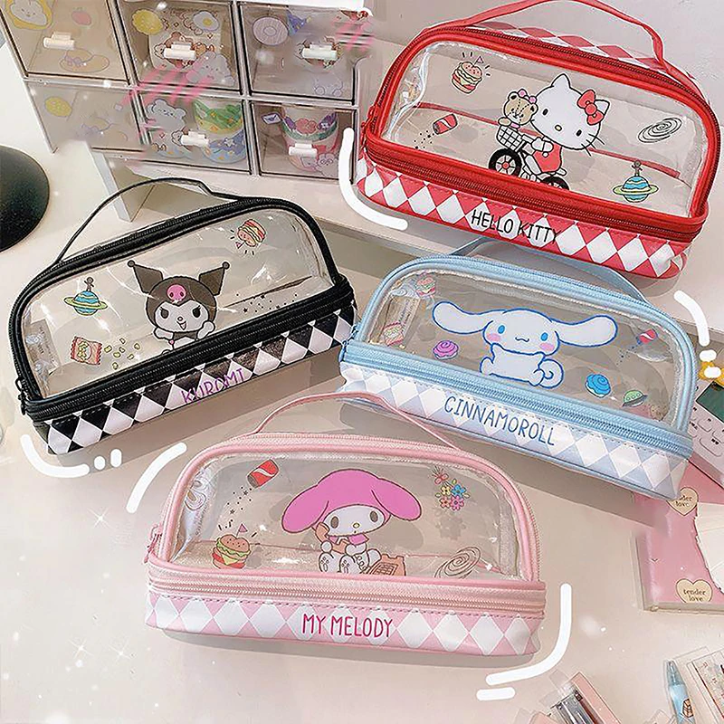 Sanrio прозрачная двойная сумка, Милая женская сумка-карандаш, мультяшная сумка для хранения, косметичка для девочек
Sanrio прозрачная двойная сумка, Милая женская сумка-карандаш, мультяшная сумка для хранения, косметичка для девочек
