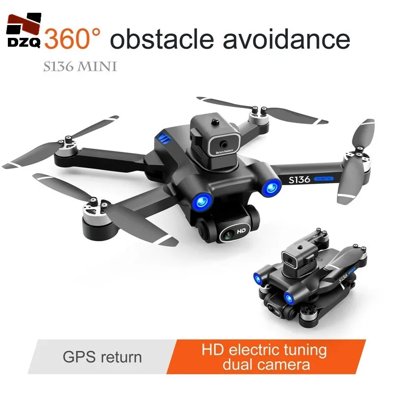 

RC Helicopters S136 WIFI FPV Drones With Wide Angle 4K 1080P Camera Laser Avoidance RC Foldable Quadcopter LS878 Drone Kid Gift