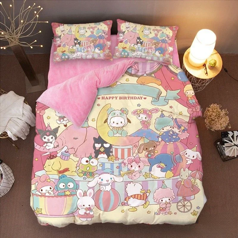 Sanrio animation peripherals Kuromi My melody cartoon kawaii four-piece set crystal velvet plus velvet bed sheet three-piece set
Sanrio animation peripherals Kuromi My melody cartoon kawaii four-piece set crystal velvet plus velvet bed sheet three-piece set