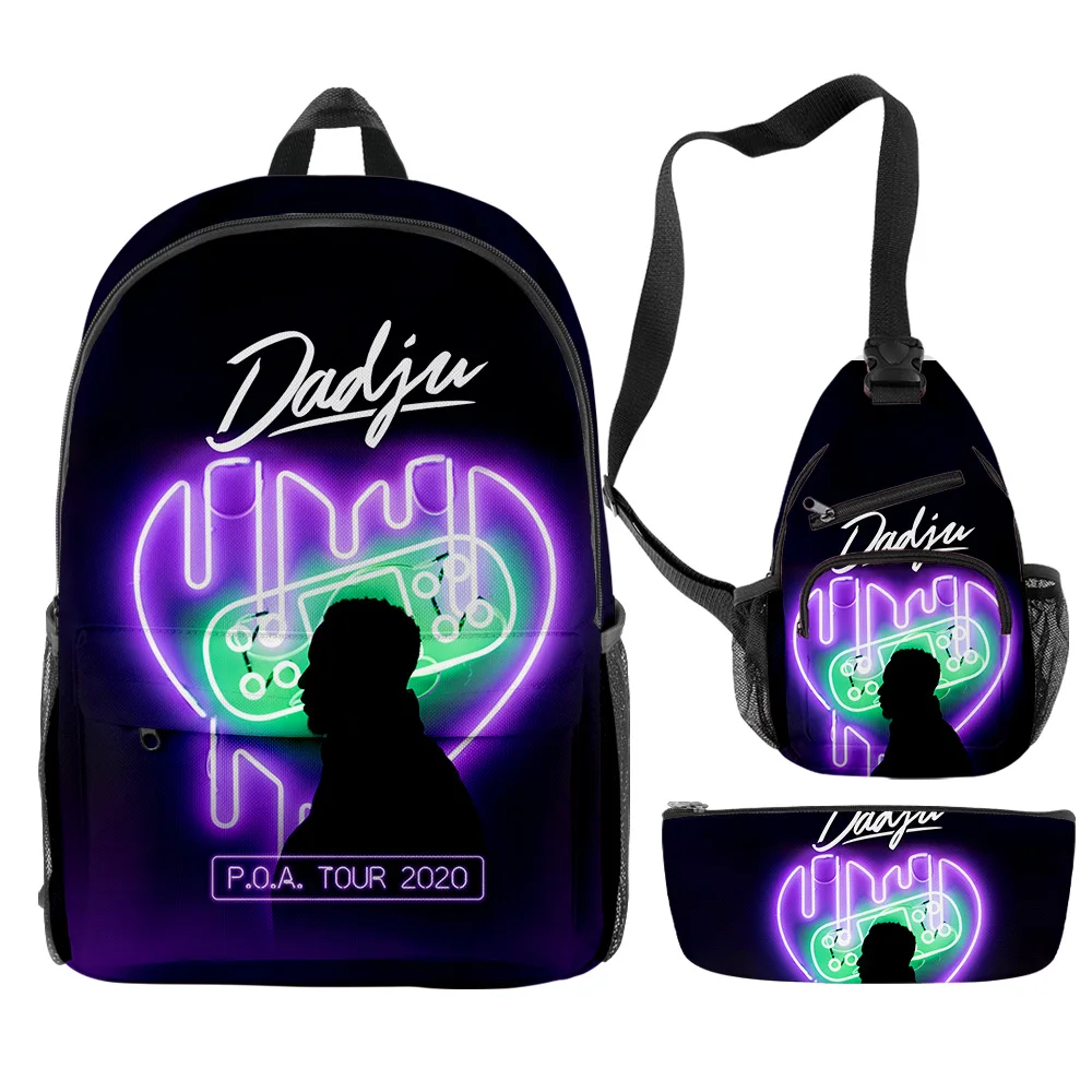 

Classic Fashion Funny Dadju Singer 3D Print 3pcs/Set pupil School Bags Trendy Travel Laptop Backpack Chest Bag Pencil Case