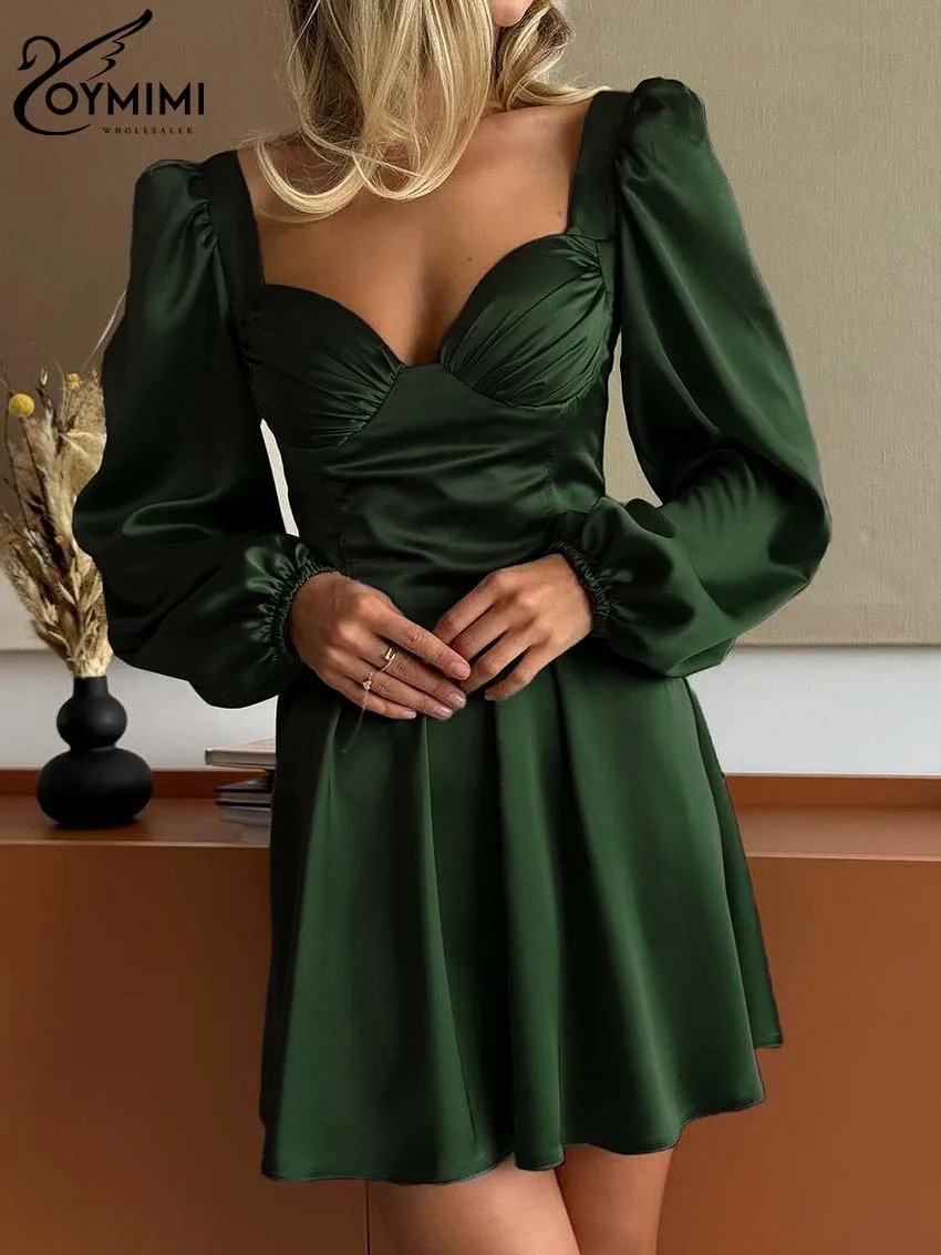 Oymimi Casual Green Satin Womens Dresses Elegant V-Neck Long Sleeve Dresses Fashion High Waisted Pleated Mini Dress Streetwear
Oymimi Casual Green Satin Womens Dresses Elegant V-Neck Long Sleeve Dresses Fashion High Waisted Pleated Mini Dress Streetwear