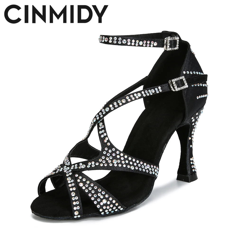 

CINMIDY Salsa Dance Shoes Ballroom Dance Heels For Dancing Tango Chacha Latin Dance Shoes Party Shoes Soft Sole Satin Sandals