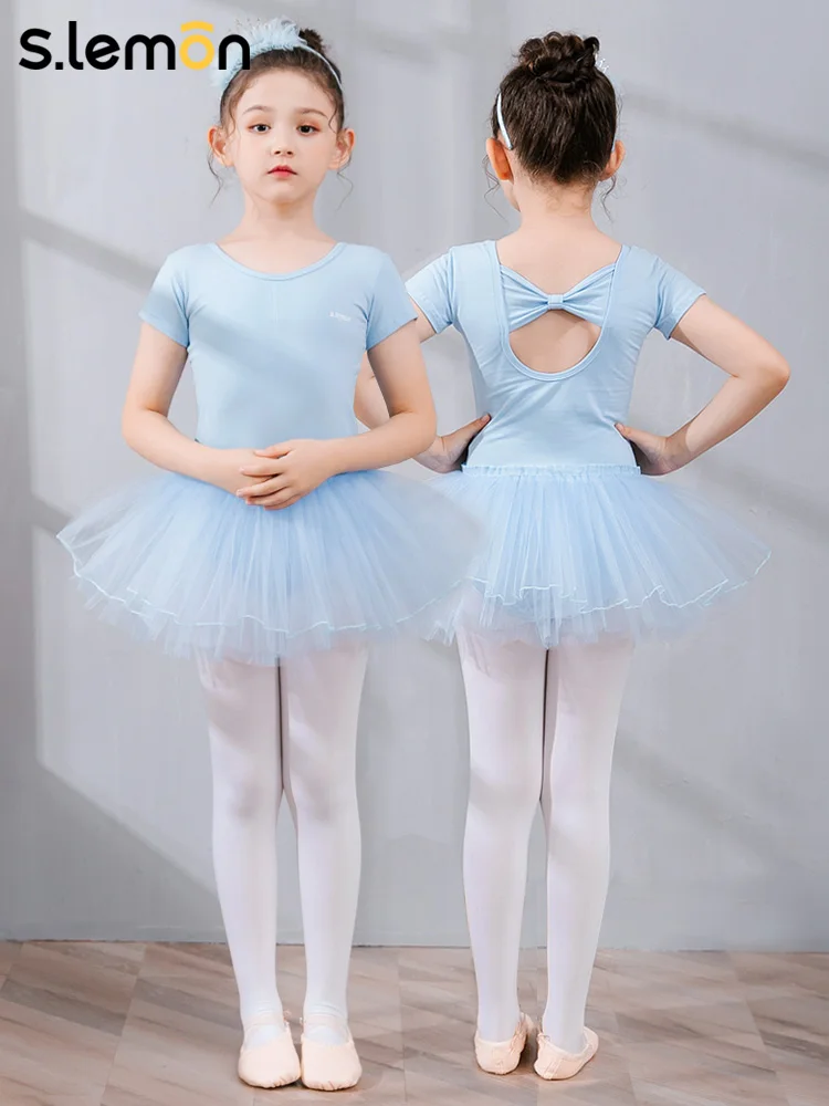 Children's Summer Latin Dance Practice Clothes Short-sleeved Leotard with Tulle Skirt One-piece Bodysuit for Stage Show C22153 
Children's Summer Latin Dance Practice Clothes Short-sleeved Leotard with Tulle Skirt One-piece Bodysuit for Stage Show C22153