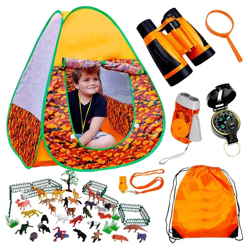 Kids Camping Set Kids Outdoor Explorer Kit Tent Building Kit Pretend Campfire Set With Compass 53pcs Animal Kit Foldable Tent
Kids Camping Set Kids Outdoor Explorer Kit Tent Building Kit Pretend Campfire Set With Compass 53pcs Animal Kit Foldable Tent