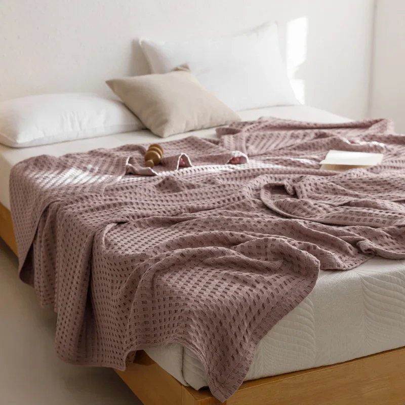 

Towel Blanket Simple Gauze Waffle Cotton Air-conditioning Simple Thin Quilt Section Dormitory Single Double Summer Blanket