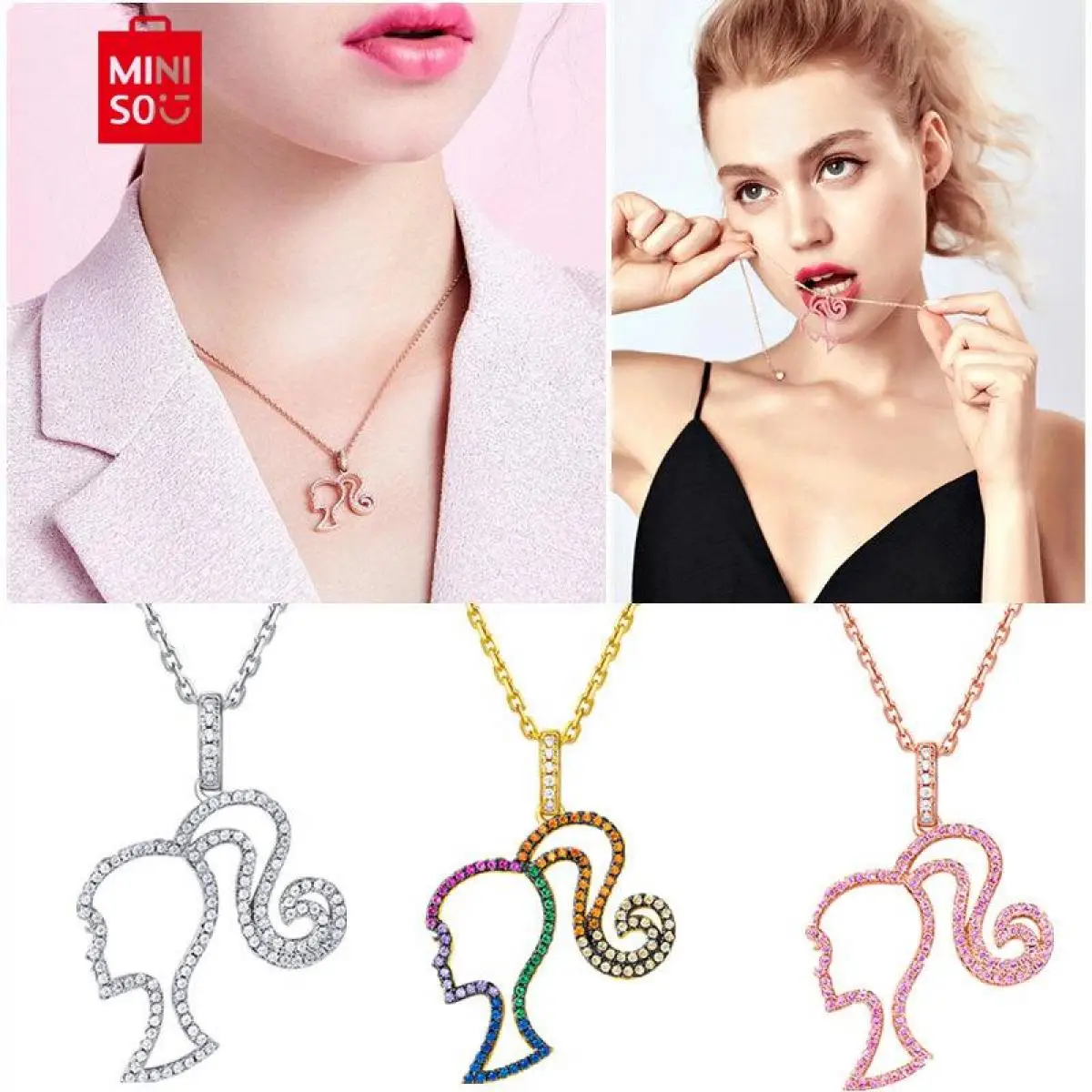 Miniso New Barbie Necklace 925 Sterling Silver Hollow Necklace Anime Y2K Anime Accessories Gift Peach Heart End Chain Girl Gift
Miniso New Barbie Necklace 925 Sterling Silver Hollow Necklace Anime Y2K Anime Accessories Gift Peach Heart End Chain Girl Gift