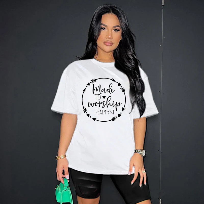 Made To Morship Psalm 95:1 Religious Women T Shirts Cotton O Neck Summer Fashion Inspirational Clothes Christian T-shirt Femme
Made To Morship Psalm 95:1 Religious Women T Shirts Cotton O Neck Summer Fashion Inspirational Clothes Christian T-shirt Femme