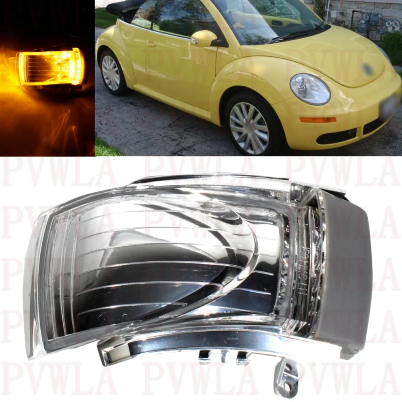 

Right Side Mirror Turn Signal Lights Indicator With LED Bulbs 1C0949102E For VW Beetle 2006 2007 2008 2009