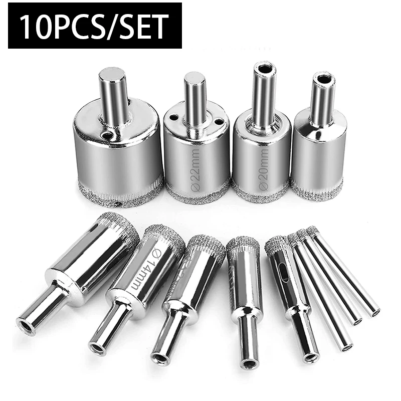 10PCS Diamond Drill Bit Set Glass Tile Marble Concrete Drilling Tool Diamond Coated Drill Bit 6-30/32mm Drilling Tool Set
10PCS Diamond Drill Bit Set Glass Tile Marble Concrete Drilling Tool Diamond Coated Drill Bit 6-30/32mm Drilling Tool Set