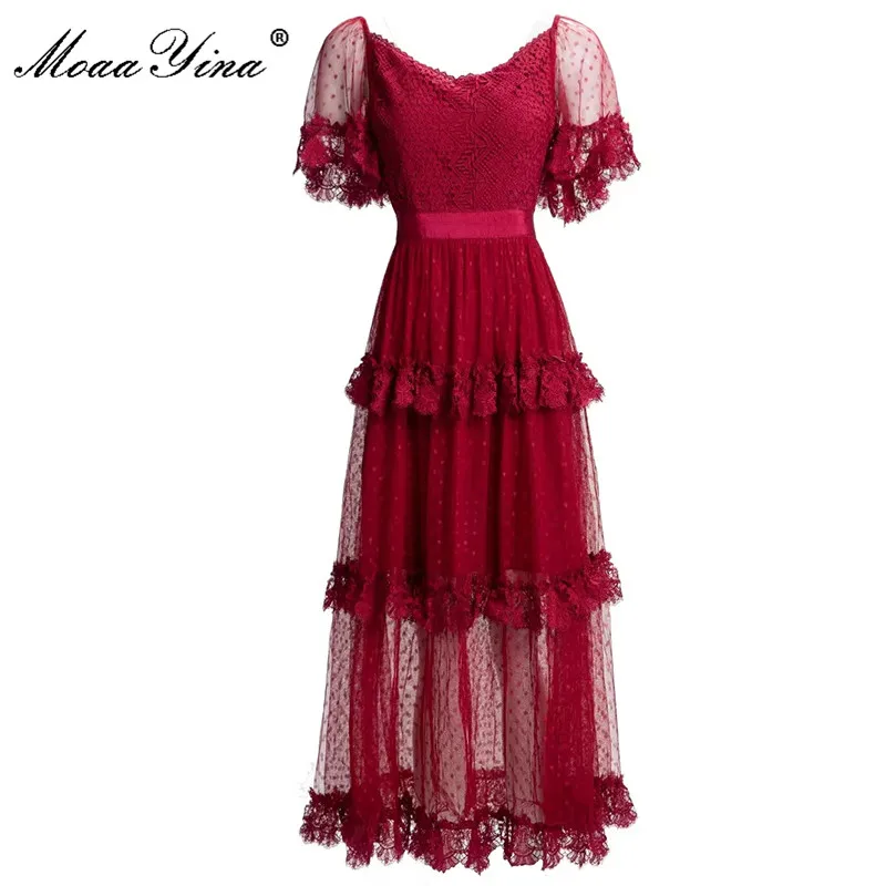 MoaaYina Fashion Runway dress Summer Women's Dress Mesh Sexy V Neck Polka Dots Hook Flower Hollow Ruffles Red Party Dresses
MoaaYina Fashion Runway dress Summer Women's Dress Mesh Sexy V Neck Polka Dots Hook Flower Hollow Ruffles Red Party Dresses