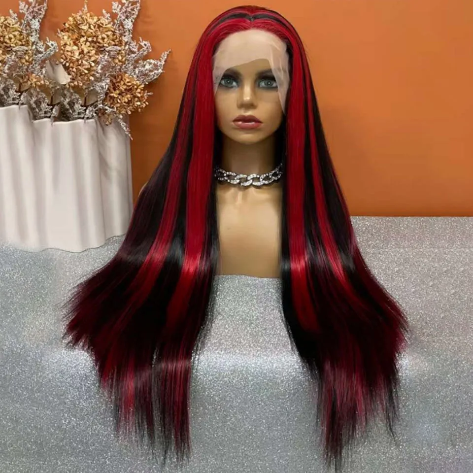 Highlight Color Lace Front Straight Wig Pre Plucked Black Red Color Transparent Lace Frontal Wigs For Black Women
Highlight Color Lace Front Straight Wig Pre Plucked Black Red Color Transparent Lace Frontal Wigs For Black Women