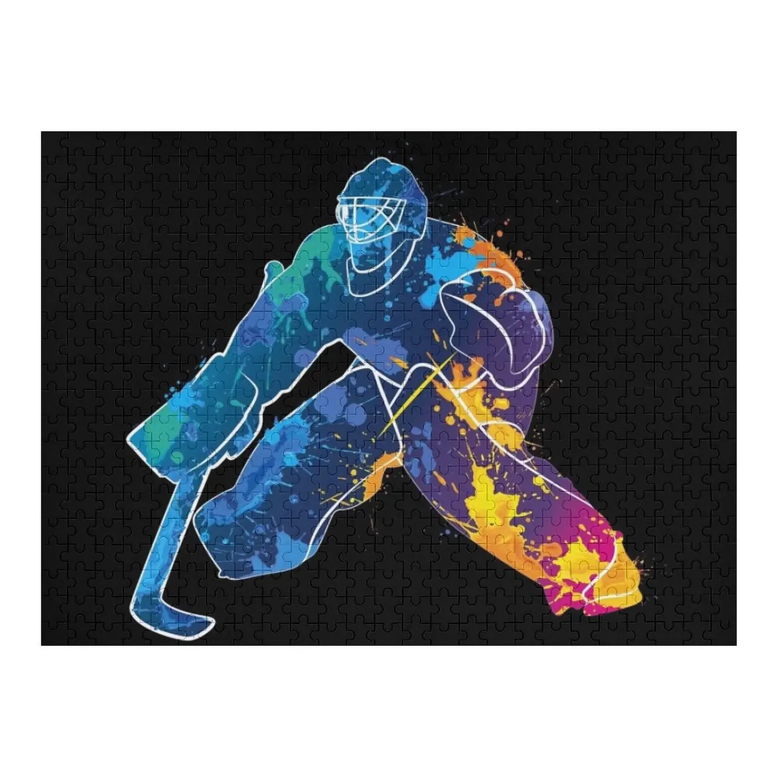 

Ice Hockey Goalie Abstract Color Splash Design Jigsaw Puzzle Customizable Gift Woods For Adults Personalized Baby Object Puzzle