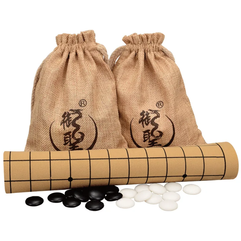 

High Quality Weiqi Go Game Pieces Suede Leather Cloth Bags Gobang International Standard On Go Chess Gomoku Board Games