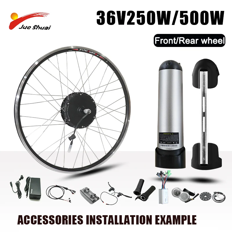 

250W 500W 36V Ebike Conversion Kit with Brushless Motor Electric Bike 12KG Velo Electrique 20 24 26 27.5 700C Front/Rear Wheel