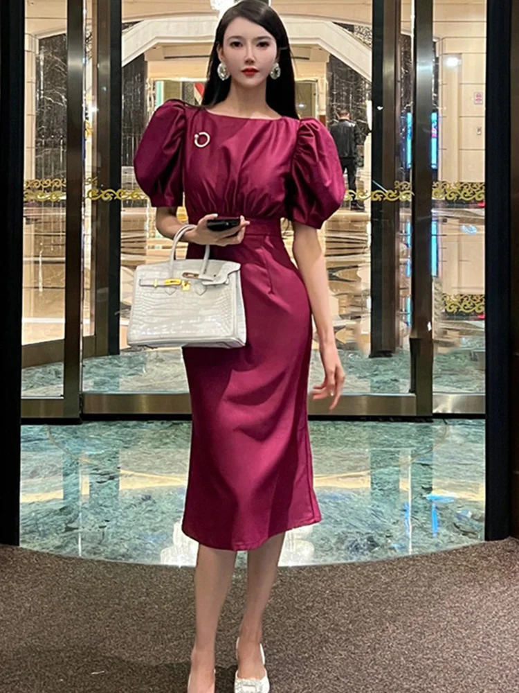 Spring Dress High end, Luxury, Small Crowd, Powerful Women's Dress with Waist Reduction and Slim Appearance Wine Red Satin
Spring Dress High end, Luxury, Small Crowd, Powerful Women's Dress with Waist Reduction and Slim Appearance Wine Red Satin