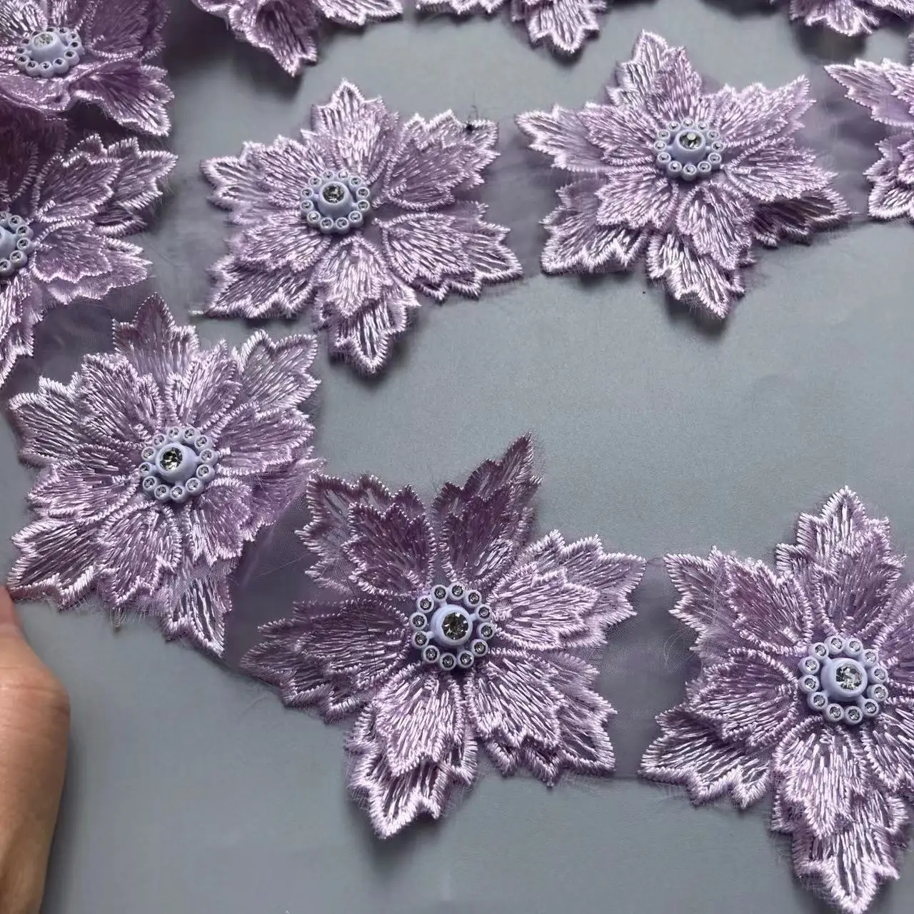 

1 yards Purple 7.5cm Pearl Flower Leaf Handmade Beaded Embroidered Lace Edge Trim Ribbon Applique Wedding Dress Sewing Craft DIY