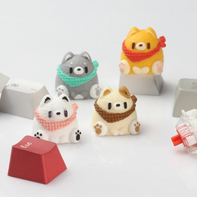 

MiFuny Cute Scarf Dog Key Cap Resin Material Layered Drip Gel Process Customized Keycaps for Mechanical Keyboard Accessories