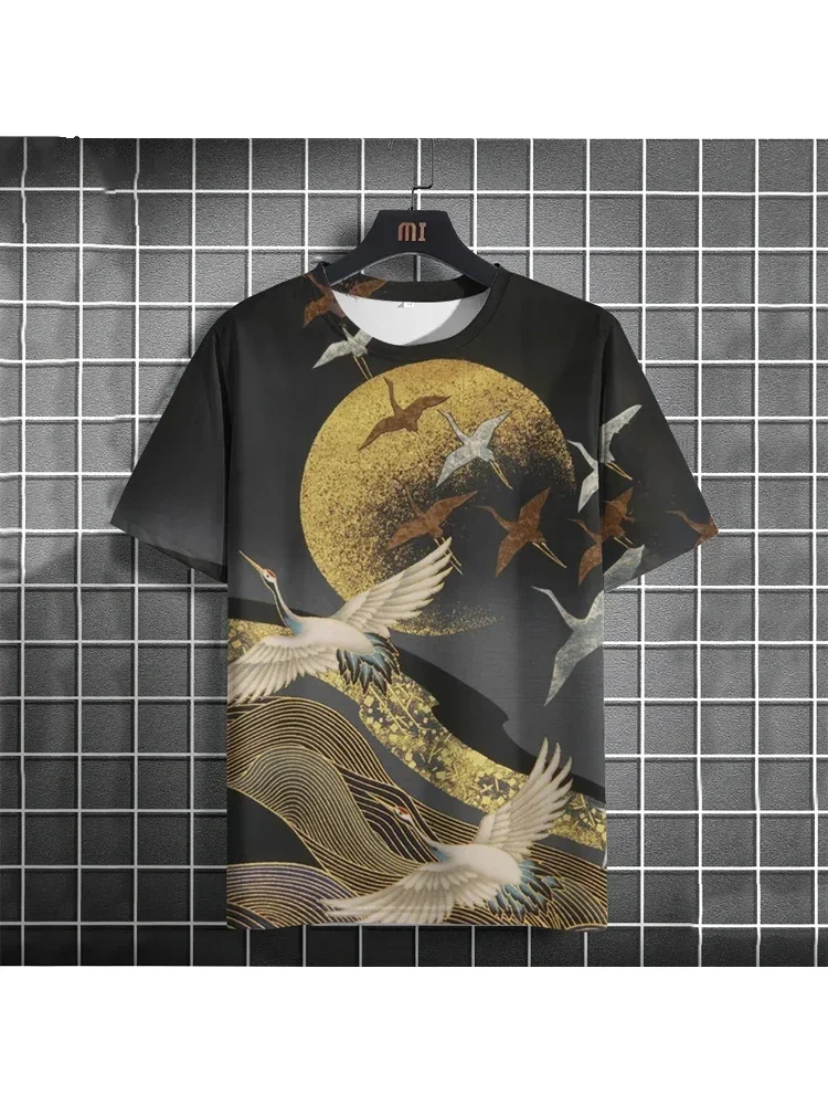 

2024 Summer Short Sleeve Animal T Shirt 3d crane Print Tops Fashion Streetwear Outdoor Men's Clothing Sport Tops 2XS-6XL