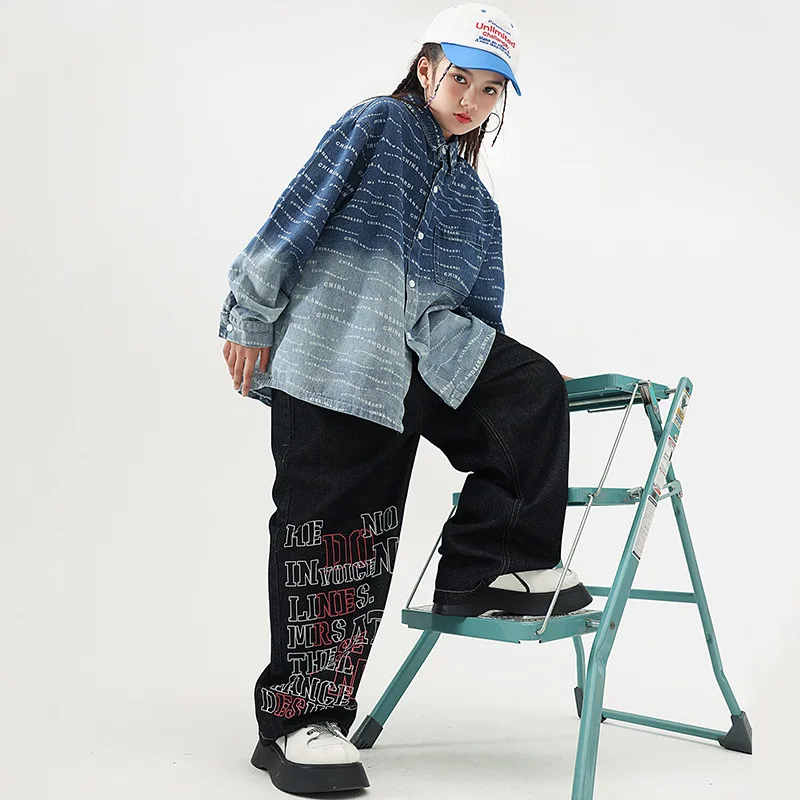 Streetwear Hip Hop Cool Jazz Dance Costume for Girl Tie-dye Print Shirt Top Loose Jeans Sets Kid Urban Model Fashion Show Outfit
Streetwear Hip Hop Cool Jazz Dance Costume for Girl Tie-dye Print Shirt Top Loose Jeans Sets Kid Urban Model Fashion Show Outfit