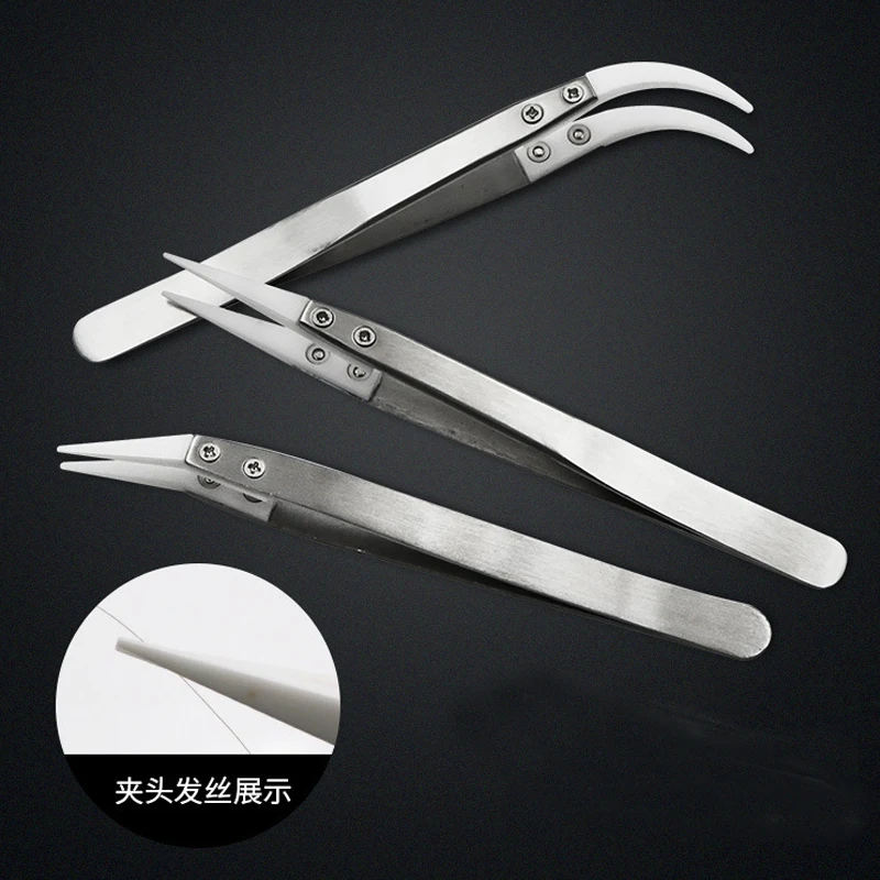 Clamping ceramic tweezers stainless steel handle white ceramic straight head elbow tweezers high temperature and corrosion
Clamping ceramic tweezers stainless steel handle white ceramic straight head elbow tweezers high temperature and corrosion