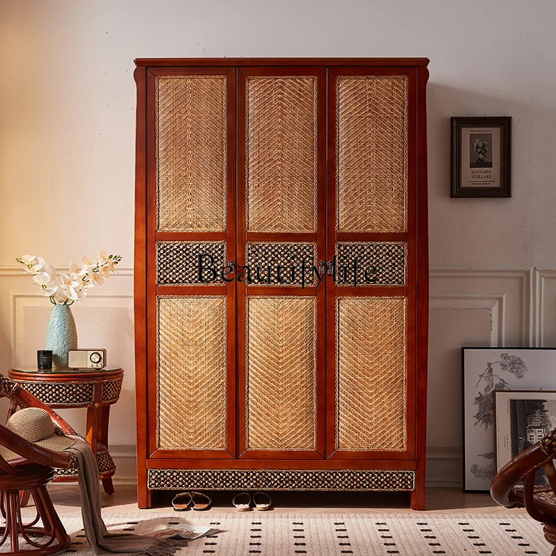 Solid Wood Wardrobe Bedroom New Chinese Rattan Wardrobe Double Door Brushed Large Apartment Large Capacity Wardrobe
Solid Wood Wardrobe Bedroom New Chinese Rattan Wardrobe Double Door Brushed Large Apartment Large Capacity Wardrobe