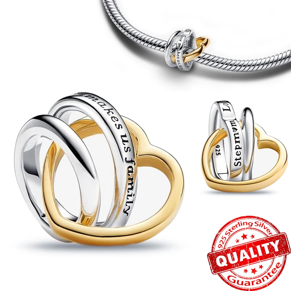 Real 925 Sterling Silver & 14K Gold Two-tone Stepmum Entwined Hearts Charm Fit Moment Bracelet Family Jewelry Pendant Gift
Real 925 Sterling Silver & 14K Gold Two-tone Stepmum Entwined Hearts Charm Fit Moment Bracelet Family Jewelry Pendant Gift