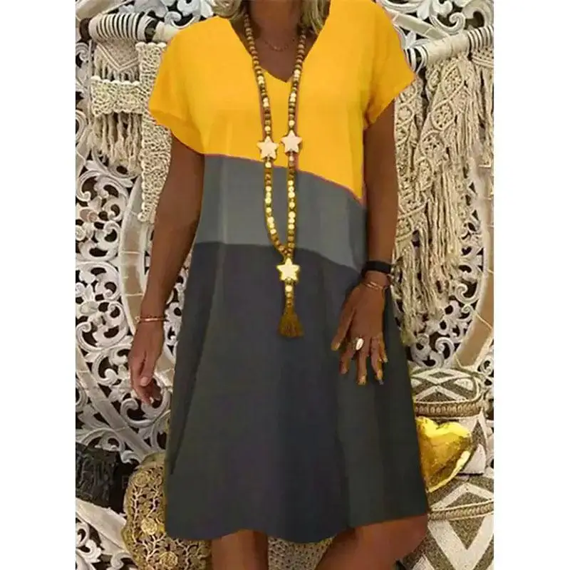 Women's Shift Dress Knee Length Dress Khaki Orange Yellow Short Sleeve Color Block Summer V Neck Hot Casual
Women's Shift Dress Knee Length Dress Khaki Orange Yellow Short Sleeve Color Block Summer V Neck Hot Casual