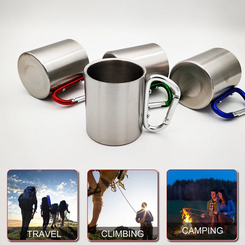 180Ml Stainless Steel Cup for Camping Traveling Outdoor with Foldable Handle Carabiner Climbing Backpacking Hiking Portable
180Ml Stainless Steel Cup for Camping Traveling Outdoor with Foldable Handle Carabiner Climbing Backpacking Hiking Portable