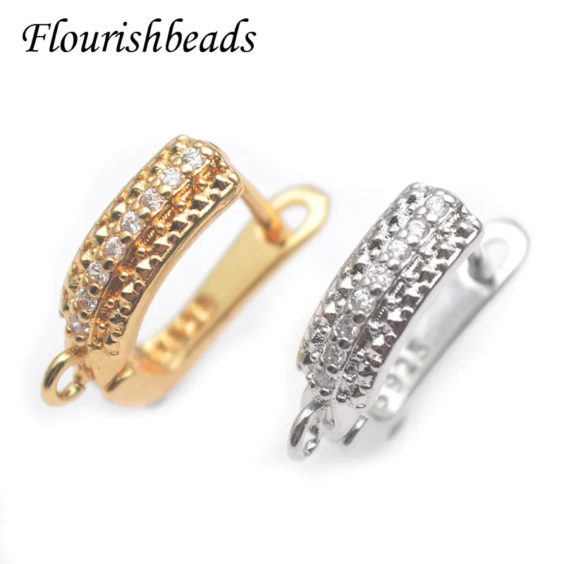 

High Quality Paved CZ Beads Nickel Free Accessories Earring Hooks Clasp for DIY Women Jewelry Making Supplies 30pcs/lot