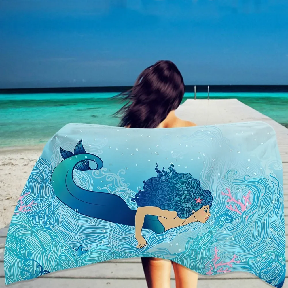 Cartoon Mermaid Print Beach Towel Microfiber Quick-Drying Towel Super Absorbent Home Decoration Travel Sauna Yoga Mat Women Girl
Cartoon Mermaid Print Beach Towel Microfiber Quick-Drying Towel Super Absorbent Home Decoration Travel Sauna Yoga Mat Women Girl