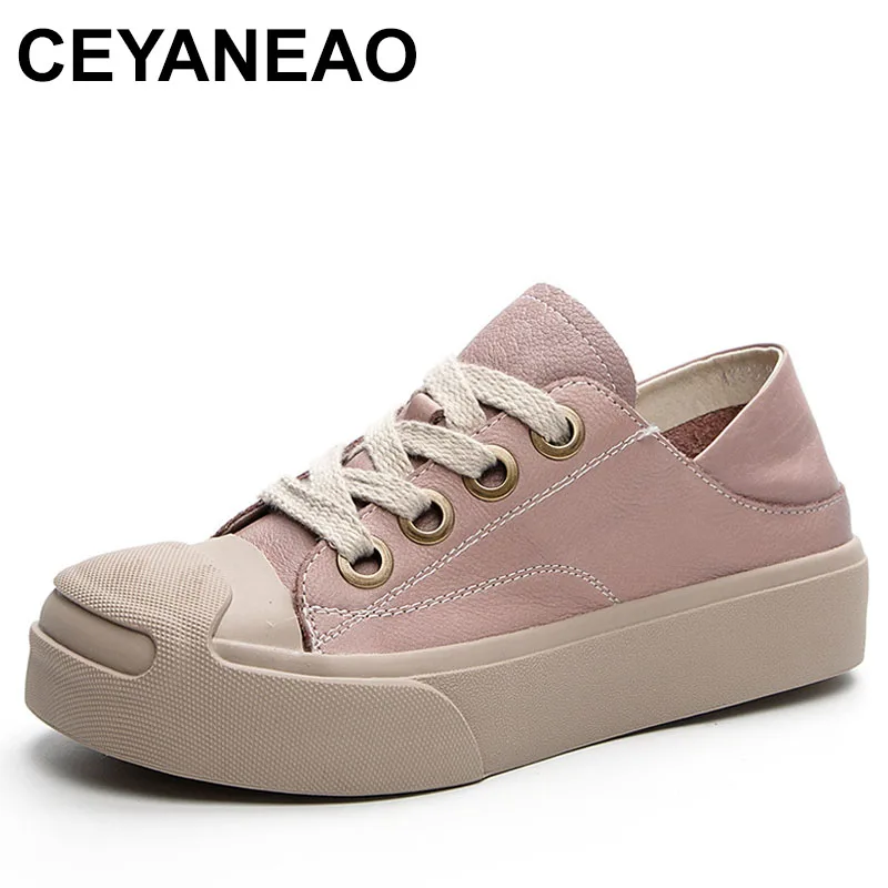 

2024 Sneakers Women 4cm Natural Genuine Leather Platform Wedge Summer Novelty Pumps Pils Mules Chunky Vulcanize Flats Shoes