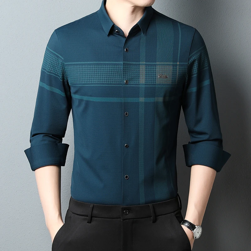 Seamless Comfortable Skin-Friendly Long Sleeved Dress Men Shirt Spring New Quality Fashion Casual Striped Silky Camisa Masculina
Seamless Comfortable Skin-Friendly Long Sleeved Dress Men Shirt Spring New Quality Fashion Casual Striped Silky Camisa Masculina