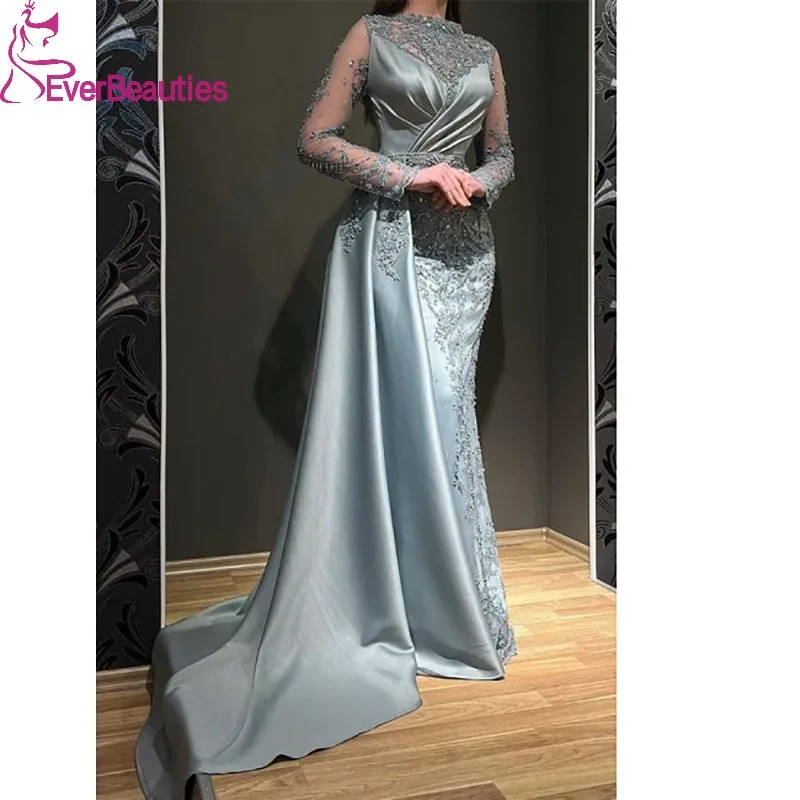 Muslim Prom Dress Satin Lace Dubai Mermaid Long Sleeves Evening Dress Muslim Arabia Vestidos De Fiesta Elegantes Para Mujer
Muslim Prom Dress Satin Lace Dubai Mermaid Long Sleeves Evening Dress Muslim Arabia Vestidos De Fiesta Elegantes Para Mujer