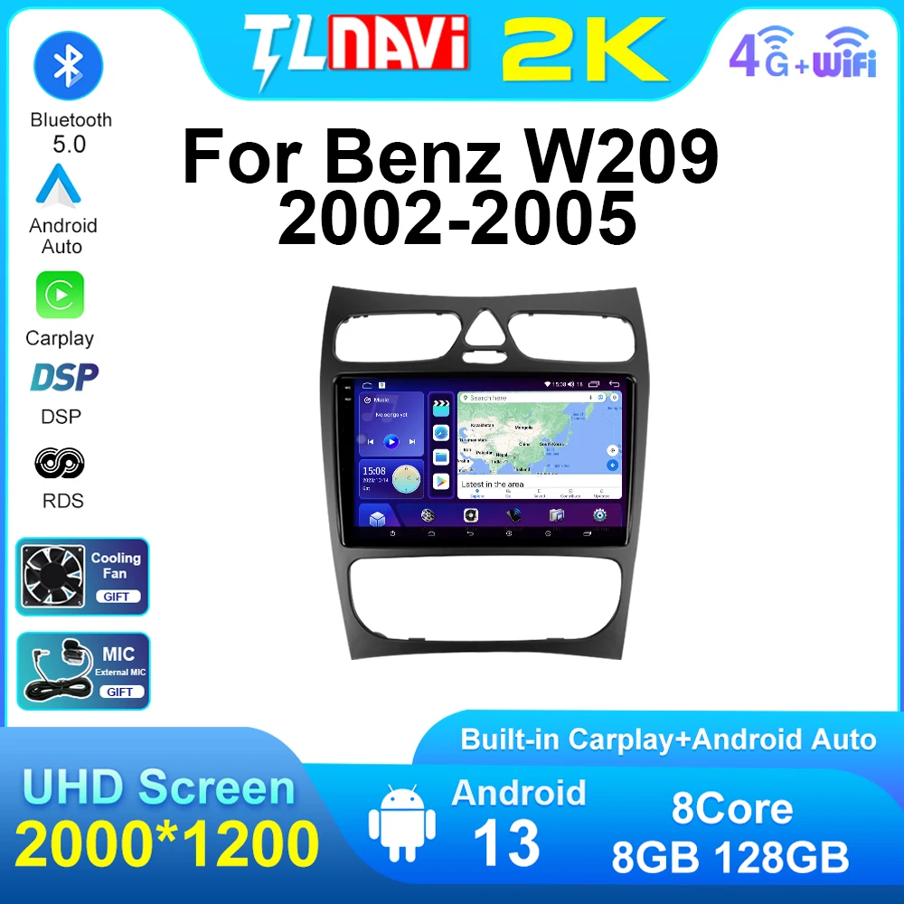 Автомагнитола для Mercedes Benz C Class W203 W209 A209 2000-2005, мультимедийный видеоплеер, GPS-навигатор для Carplay
Автомагнитола для Mercedes Benz C Class W203 W209 A209 2000-2005, мультимедийный видеоплеер, GPS-навигатор для Carplay