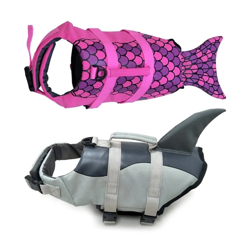

Спасательные жилеты для собак H7EA, милые акулы/русалки, защитное пальто, спасательный жилет для плавания домашних животных