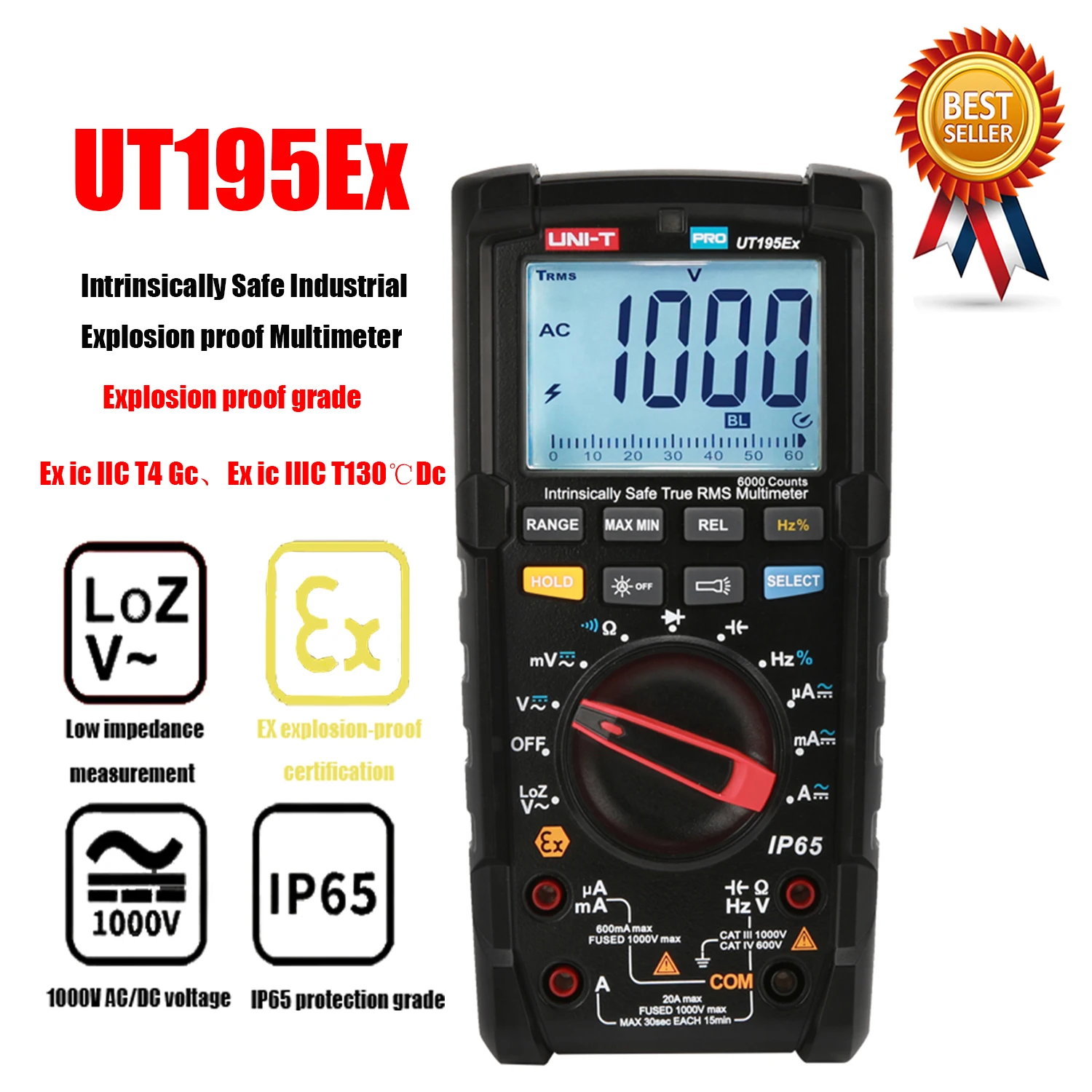 UNI-T UT195Ex, безопасный промышленный взрывозащищенный мультиметр, истинное среднеквадратичное значение, Защита от неправильной эксплуатации, защита от ложной сигнализации
UNI-T UT195Ex, безопасный промышленный взрывозащищенный мультиметр, истинное среднеквадратичное значение, Защита от неправильной эксплуатации, защита от ложной сигнализации