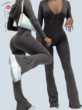 Tossy Women High Waist Deep V-neck Hooded Jumpsuit Long Sleeve Skinny Gray Rompers Casual Fashion Wide Leg Bodycon Outfits 2022
Tossy Women High Waist Deep V-neck Hooded Jumpsuit Long Sleeve Skinny Gray Rompers Casual Fashion Wide Leg Bodycon Outfits 2022