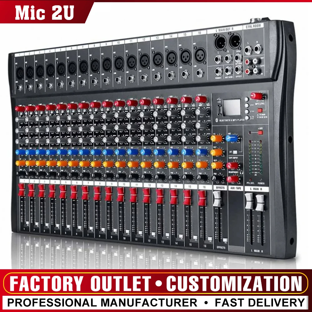 16 channel mixer USB CT-160S DJ mixing console 48V+ phantom power monitor amplifier 16 channel sound table
16 channel mixer USB CT-160S DJ mixing console 48V+ phantom power monitor amplifier 16 channel sound table
