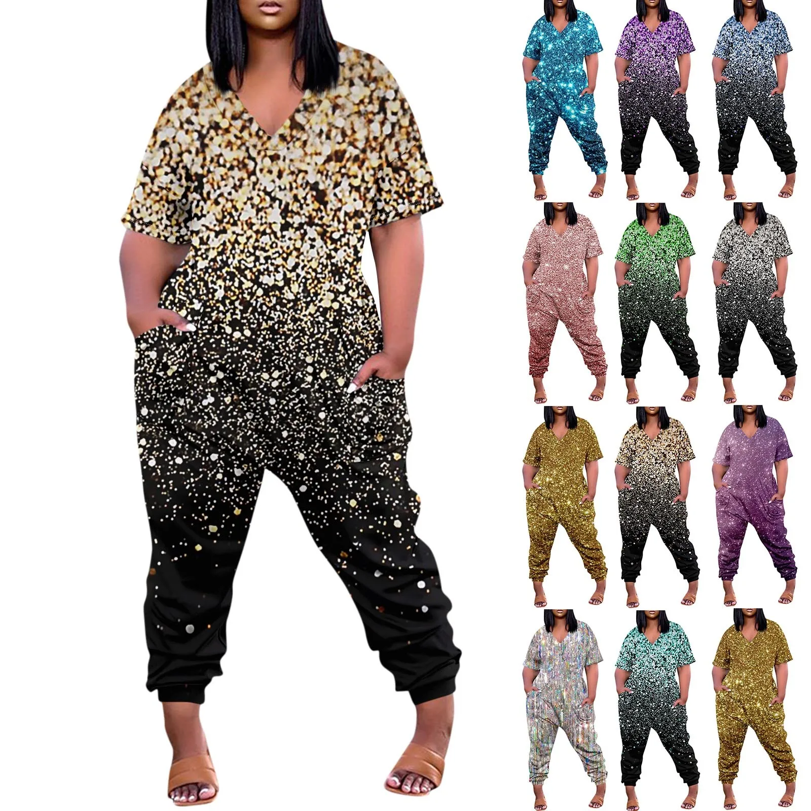 Women’s Plus Size Casual V Neck Jumpsuits Short Sleeve Zipper Overalls With Pockets Wide Long Fashion Jumpsuits monos largos
Women’s Plus Size Casual V Neck Jumpsuits Short Sleeve Zipper Overalls With Pockets Wide Long Fashion Jumpsuits monos largos