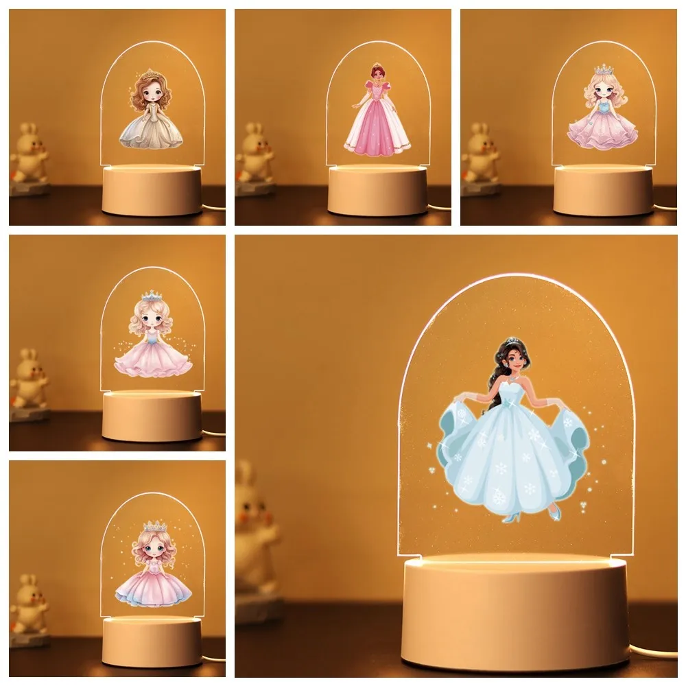 

Princess Color Changing Night Lamp Children's Room Decor Custom Gril Bedroom Table Light with lovely grils