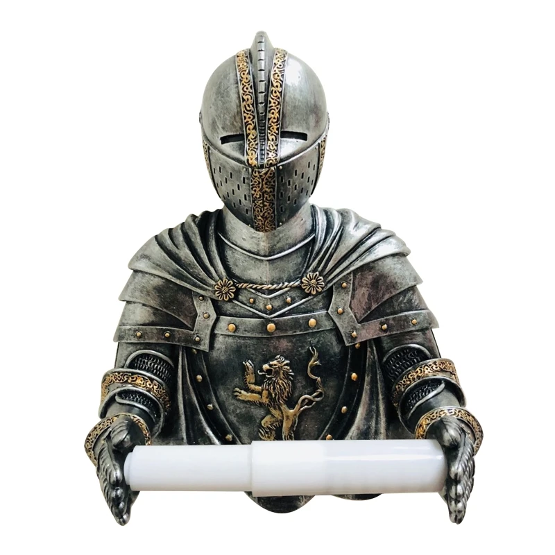 

Medieval Statue Knight Toilet Paper Dispenser Vintage Roll Paper Stand Durable