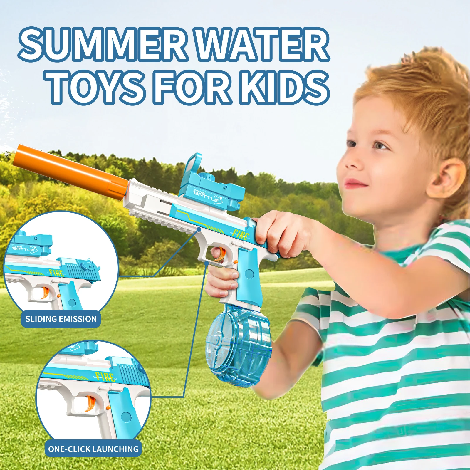 

New Summer Desert eacle Water Gun Electric Pistol Shooting Toy Fully Automatic Summer Beach Toy Children's Boys and Girls Gift