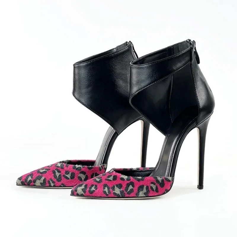 Sexy Leopard Pointed Toe Big Ankle Strap High Heel Shoes Special Cut Hollow Black Leather Patchwork Women Ankle Boots
Sexy Leopard Pointed Toe Big Ankle Strap High Heel Shoes Special Cut Hollow Black Leather Patchwork Women Ankle Boots