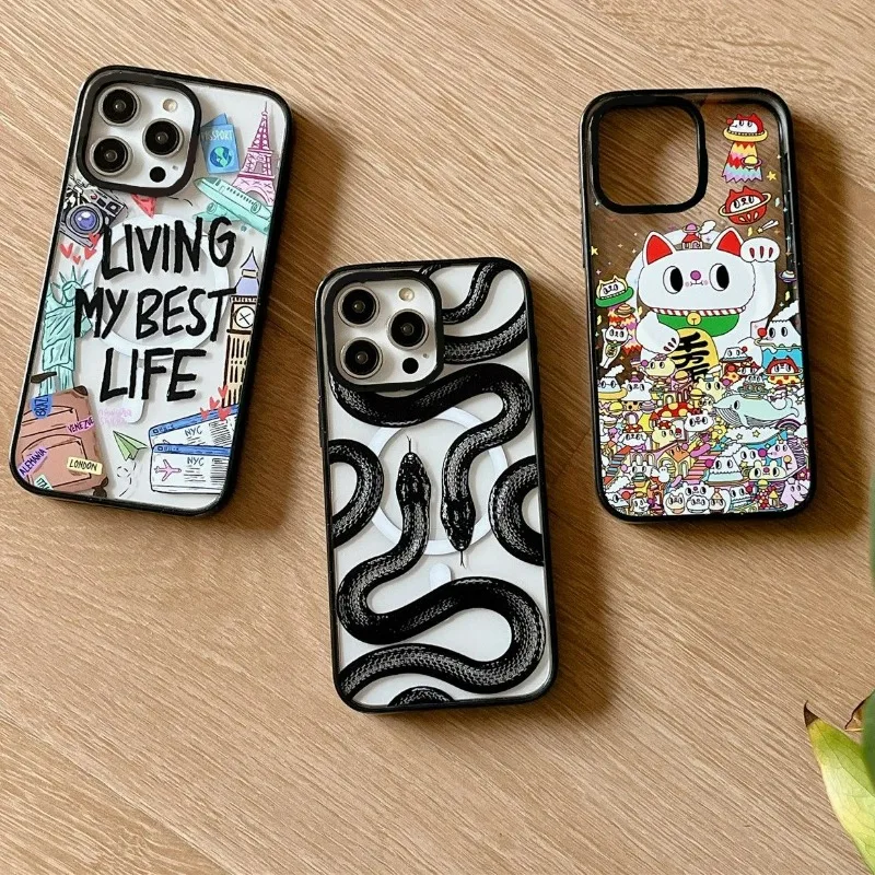2.0 Acrylic Upgrade Border MagSafe Fashion Snake Phone Case Cover for IPhone 11 12 13 14 15 Pro Max Case for IPhone 15 Pro Max
2.0 Acrylic Upgrade Border MagSafe Fashion Snake Phone Case Cover for IPhone 11 12 13 14 15 Pro Max Case for IPhone 15 Pro Max