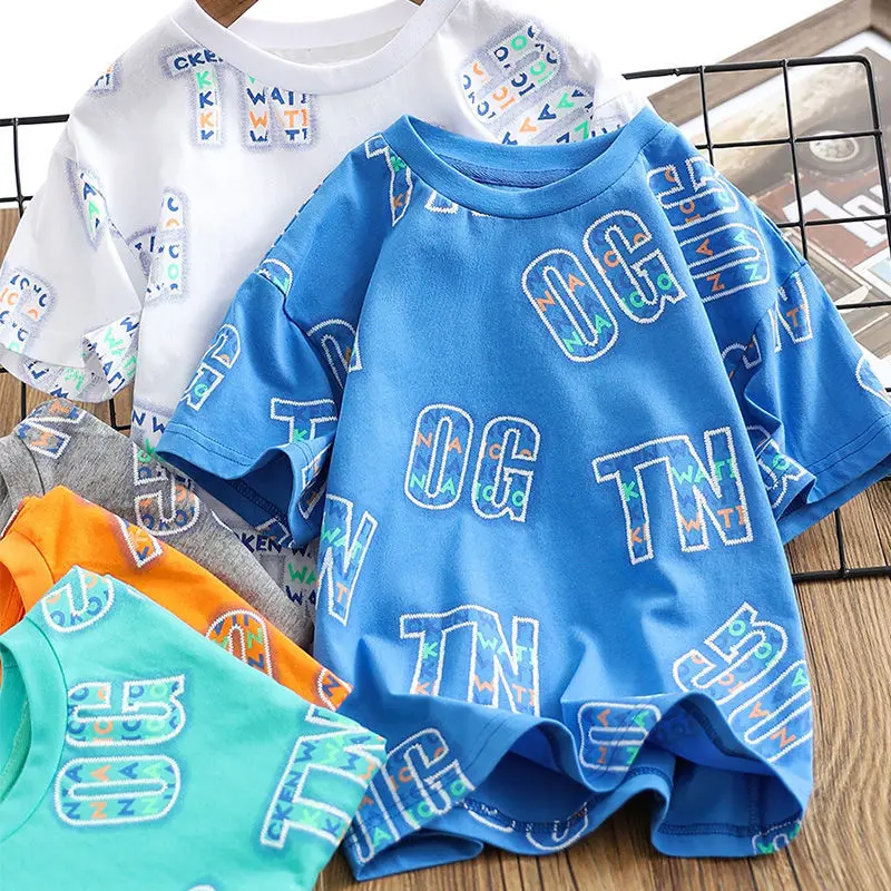 Summer Boys T-Shirt Loose Short Sleeve New Casual Loose Half Letter Crew Neck Sleeve Top Kids Clothes Teenage 2 To 12 Years Old
Summer Boys T-Shirt Loose Short Sleeve New Casual Loose Half Letter Crew Neck Sleeve Top Kids Clothes Teenage 2 To 12 Years Old