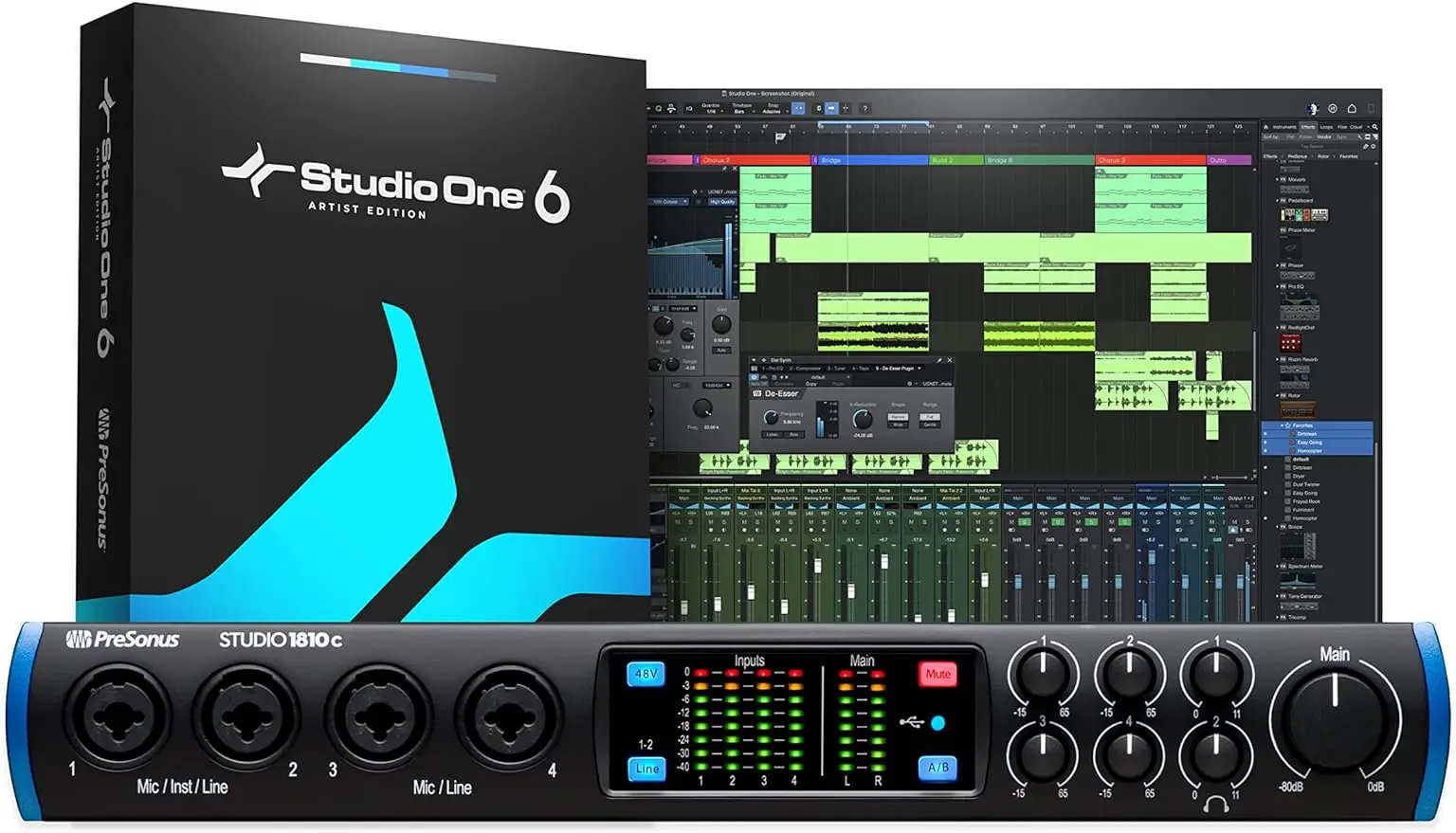 PreSonus Studio 1810c 18x8, 192 kHz, USB Audio Interface with Studio One Artist and Ableton Live Lite DAW Recording Software
PreSonus Studio 1810c 18x8, 192 kHz, USB Audio Interface with Studio One Artist and Ableton Live Lite DAW Recording Software