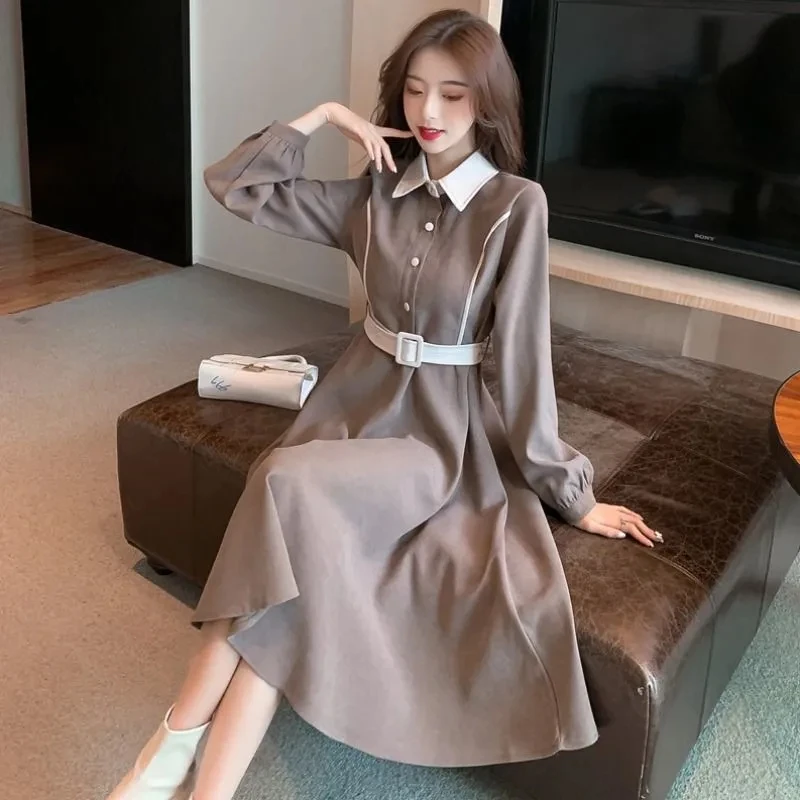 Dress Female Autumn Winter 2024 New Shirt Fashion Light Luxury Design Dresses Womens Long-sleeve Large Size Stitching Long Skirt
Dress Female Autumn Winter 2024 New Shirt Fashion Light Luxury Design Dresses Womens Long-sleeve Large Size Stitching Long Skirt