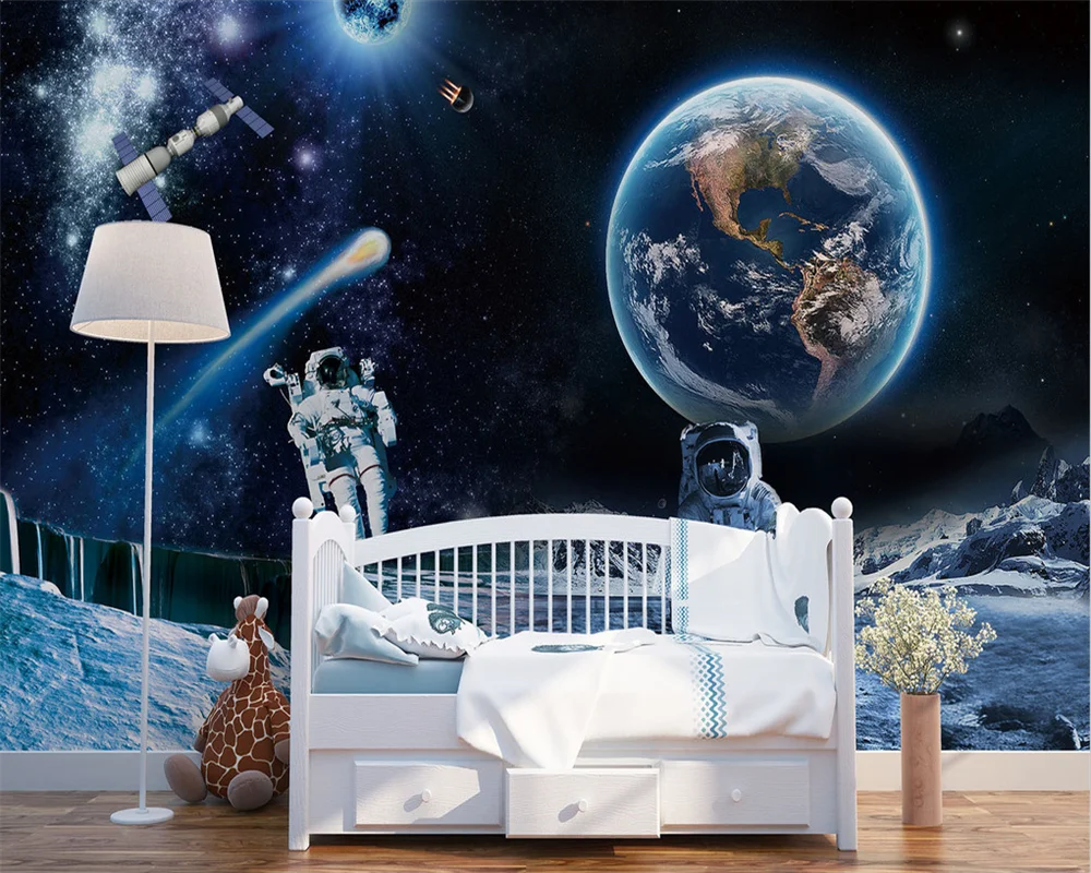 

beibehang papel de parede papier peint Customized modern new aesthetic cosmic astronaut galaxy earth background wallpaper