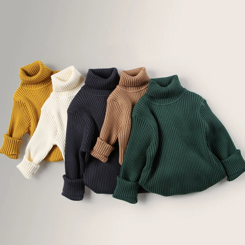

Autum Baby Boys Girls Sweaters Turtleneck Solid New Baby Kids Sweaters Soft Warm Long Sleeve Turtleneck Winter Sweaters Knitwear